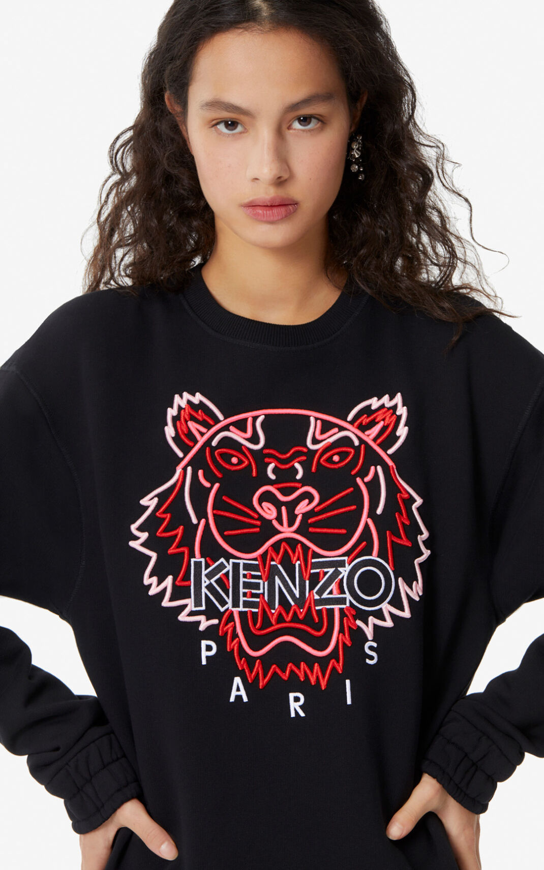 Sweatshirt Kenzo Neon Tiger Feminino - Pretas | 319SZPAXC